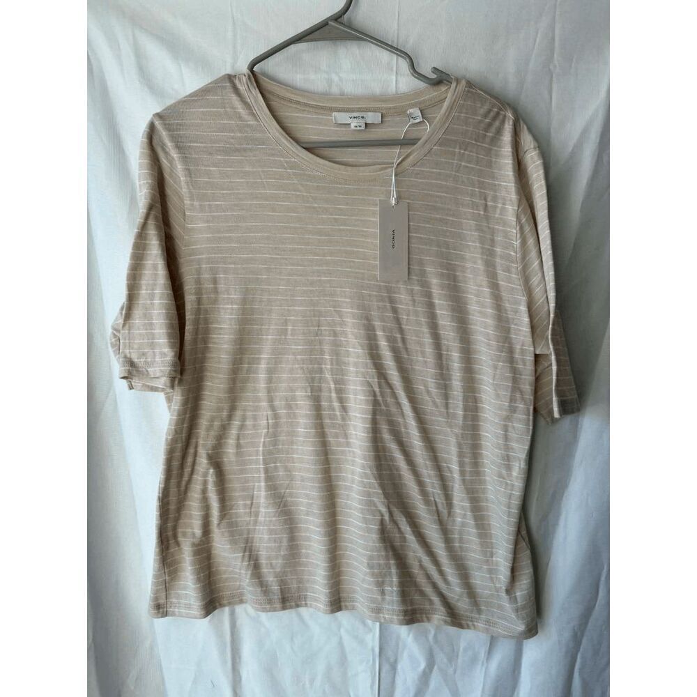 Vince Light Oat Essential Elbow Length Pima Cotton T Shirt Womens Size XL